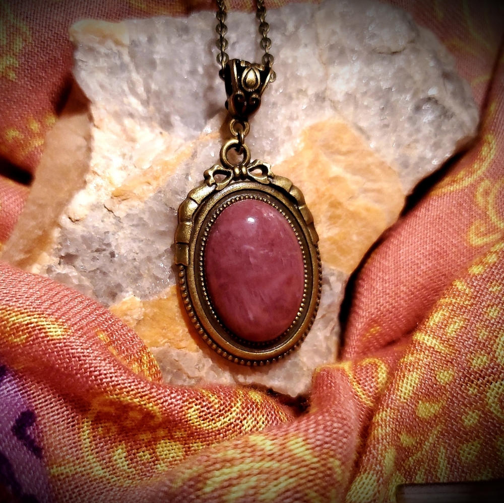 Natural Gemstone Necklace - Strawberry Quartz